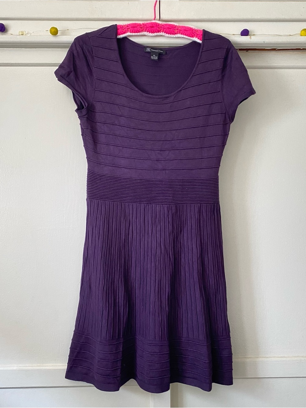 INC International Concepts Purple Pleated Midi Dress